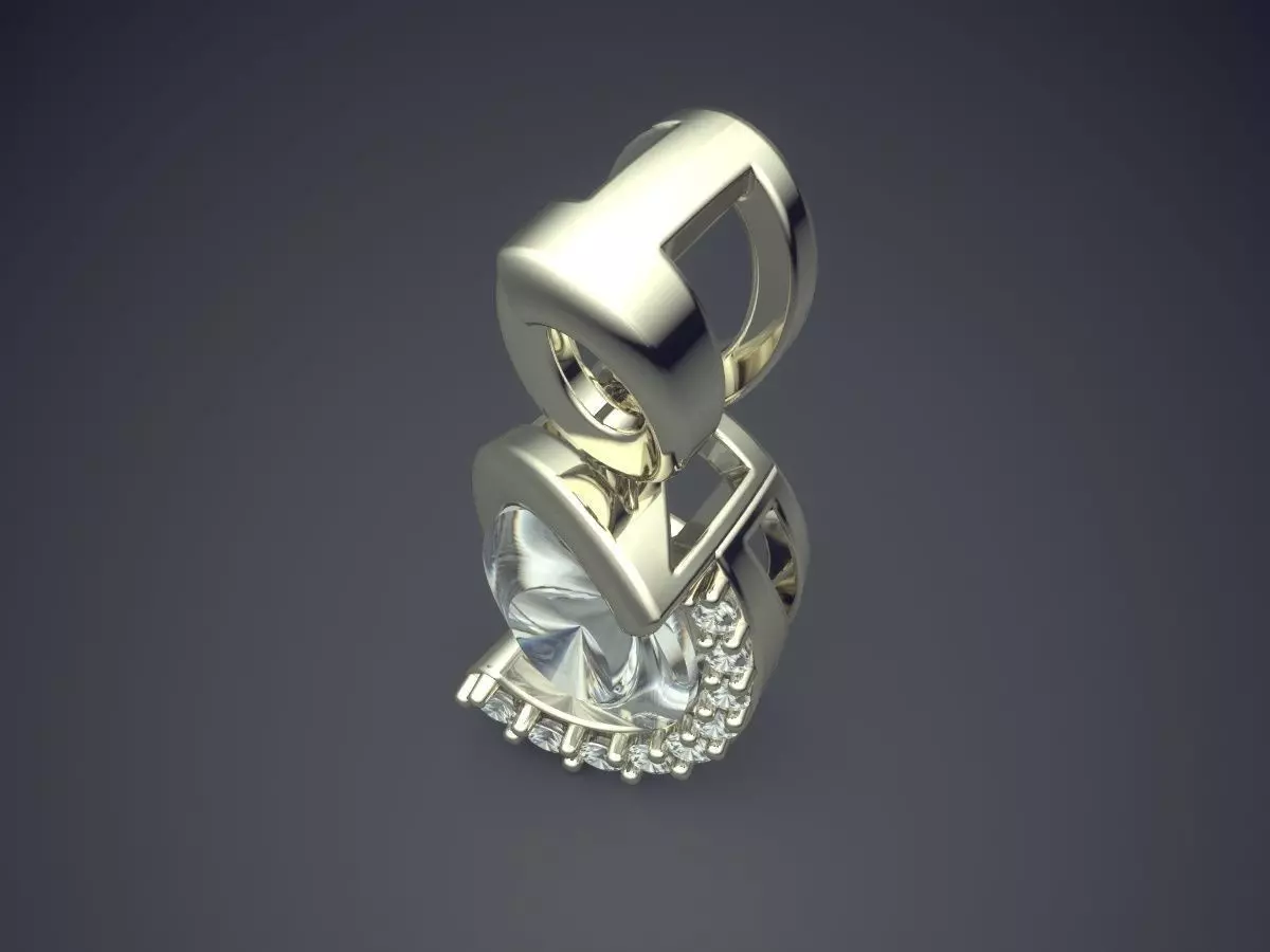 Pendant With Diamond CAD-5538 3D print model_1