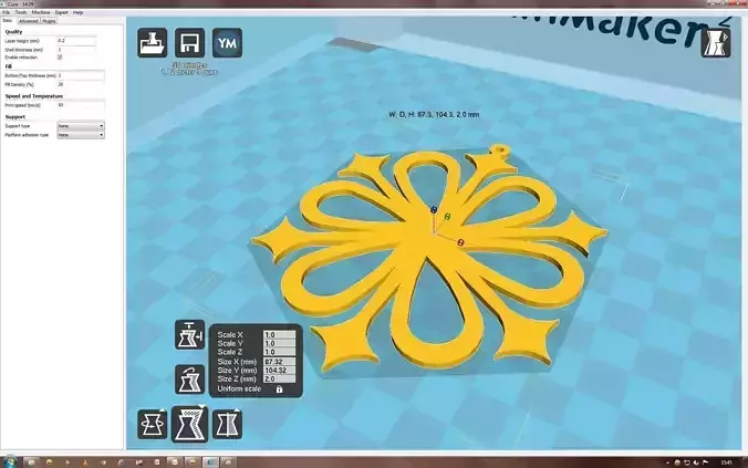 Snowflake flower on computer screen 3D print model