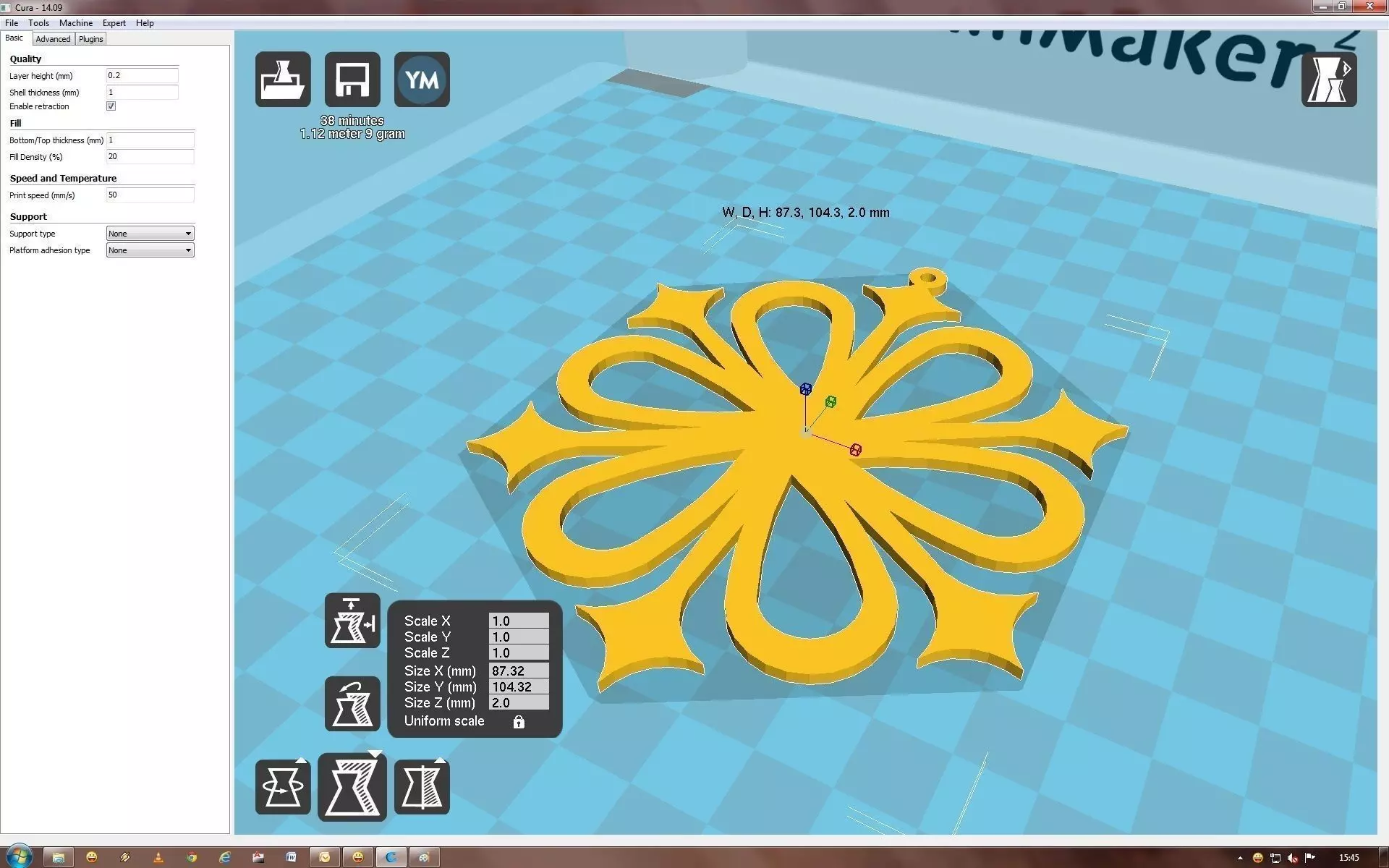 Snowflake flower on computer screen 3D print model_0