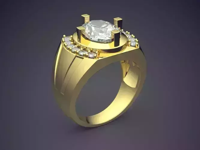 Thick Ring With Diamonds CAD-5515