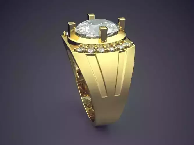 Thick Ring With Diamonds CAD-5515