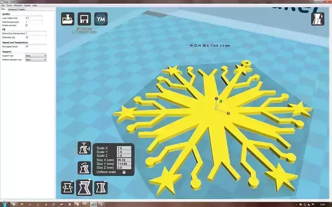 Snowflake on computer screen 3D print model