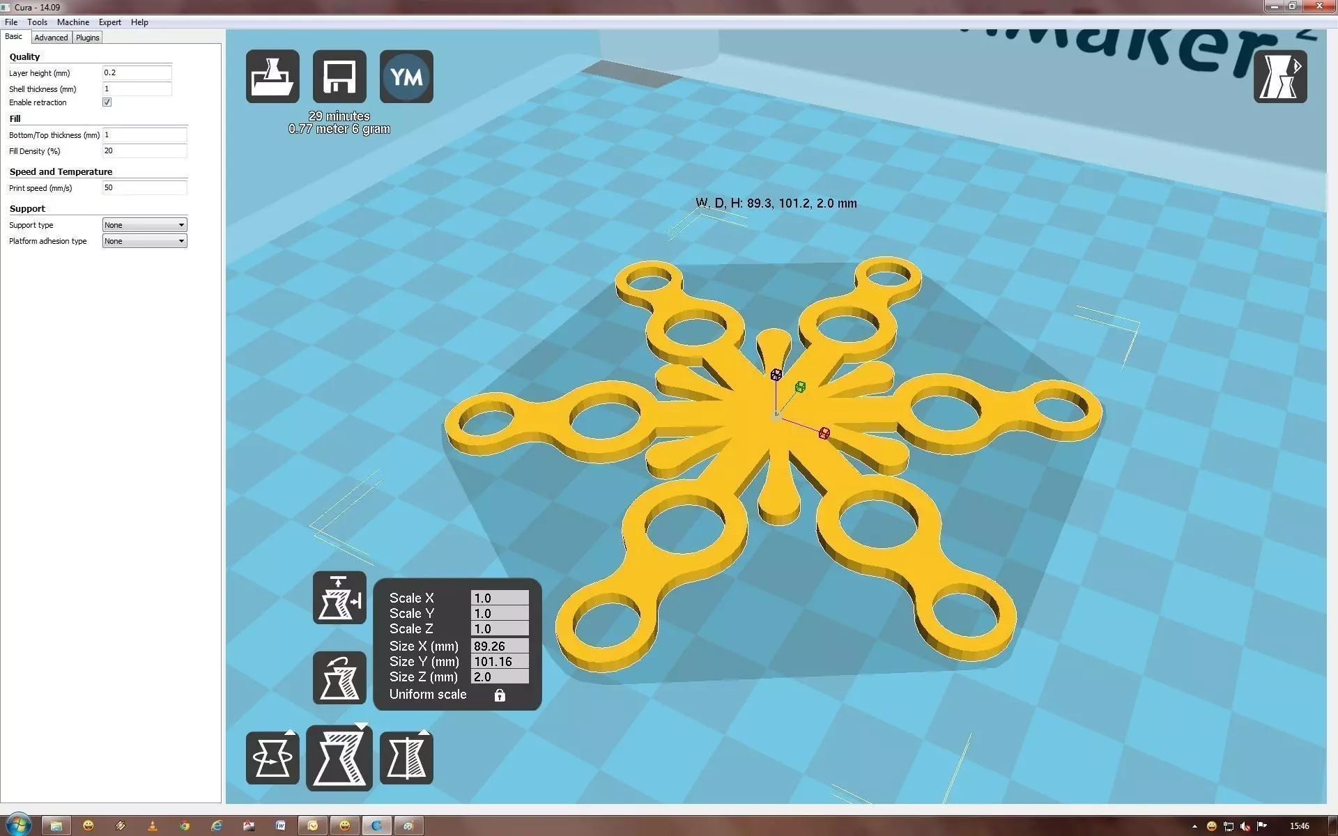 Snowflake computer screen showing 3D print model_0