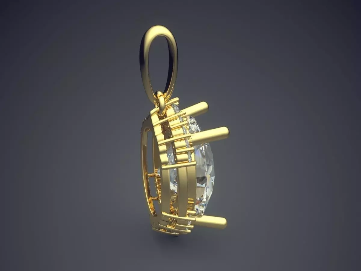Pendant With Diamonds CAD-5505 3D print model_3