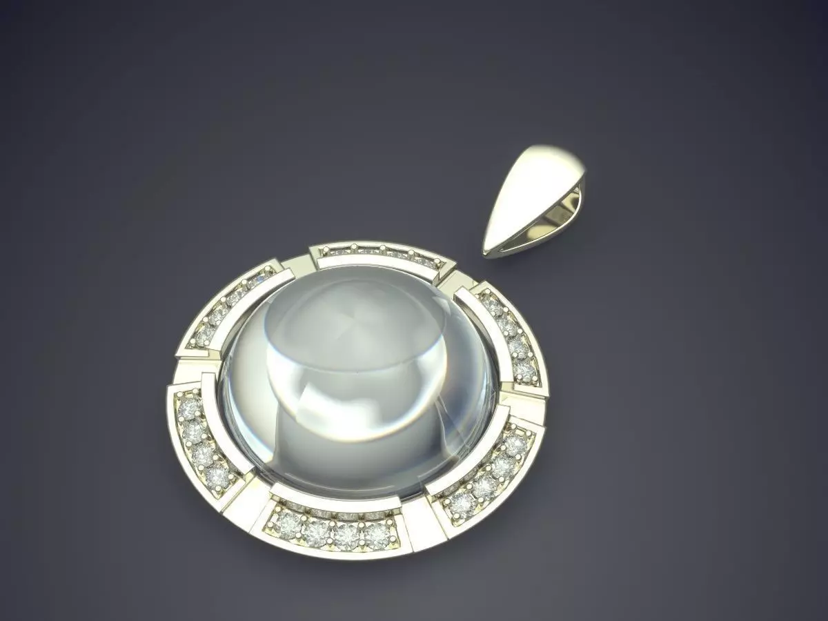 Pendant With Half Sphere Diamond CAD 5500 3D print model_1