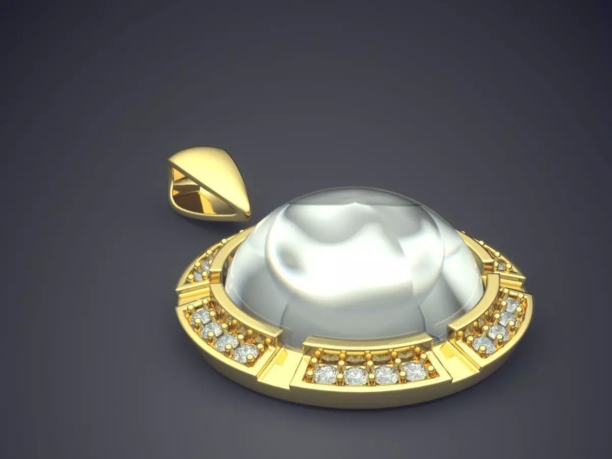 Pendant With Half Sphere Diamond CAD 5500 3D print model_0