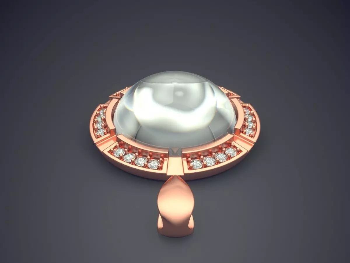 Pendant With Half Sphere Diamond CAD 5500 3D print model_2