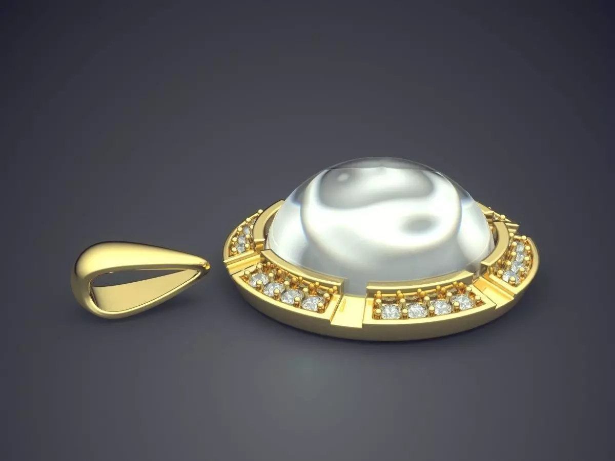 Pendant With Half Sphere Diamond CAD 5500 3D print model_3