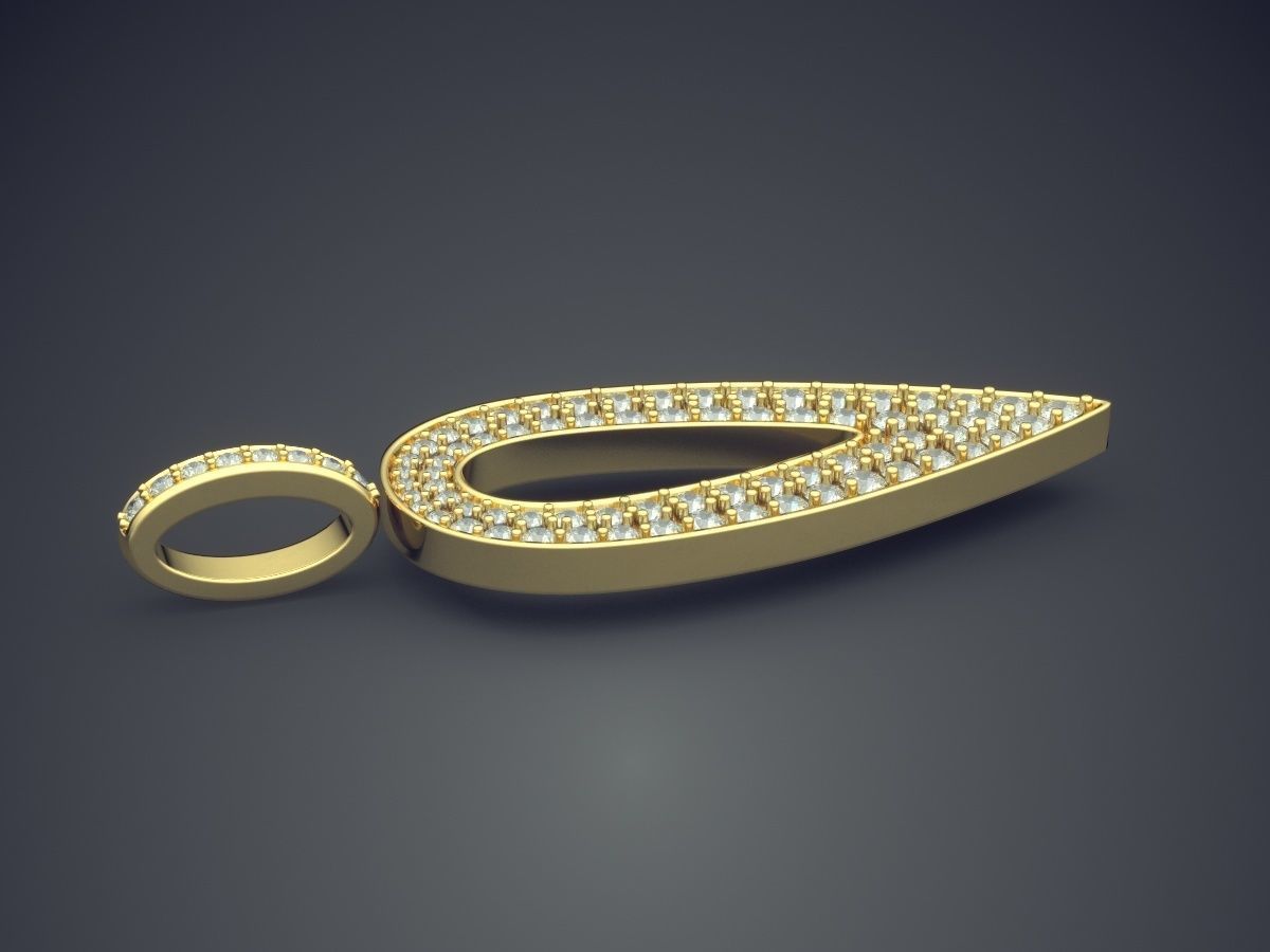 Pendant With Diamonds CAD-5501 3D print model_3