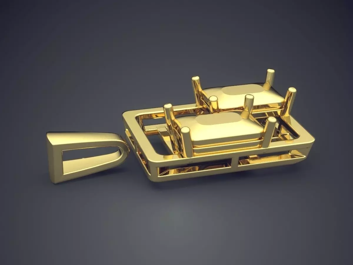 Square Pendant CAD-5486 3D print model_3