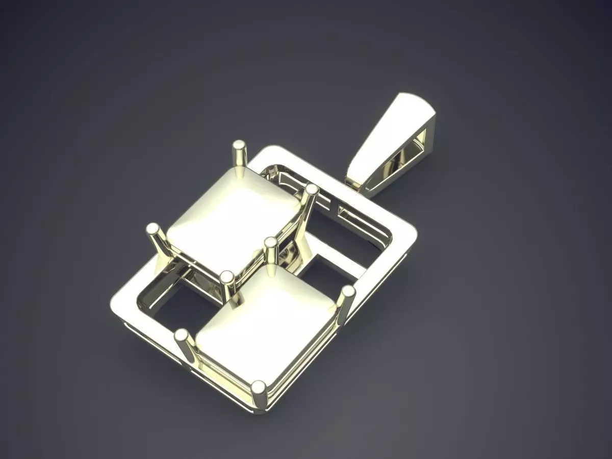 Square Pendant CAD-5486 3D print model_1