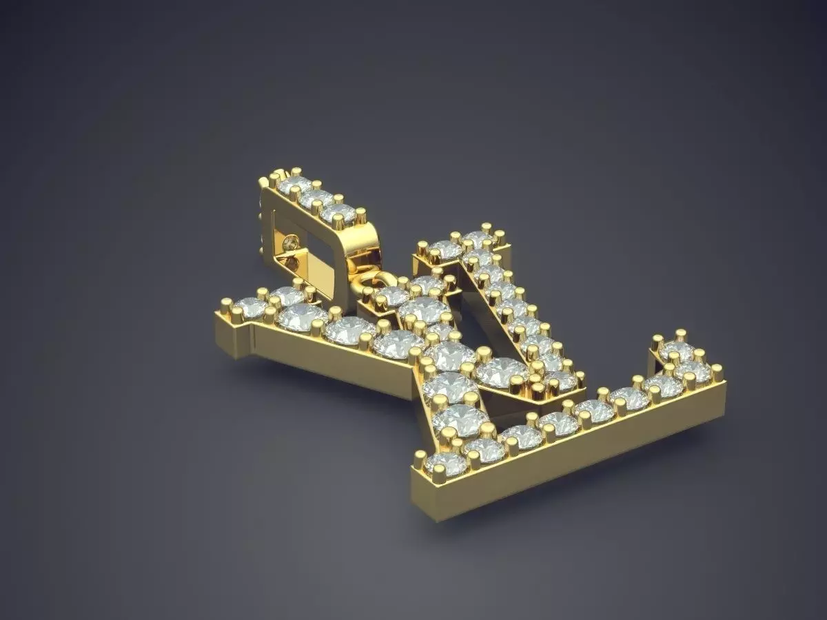 LV Shape Pendant With Diamonds CAD-5489 3D print model