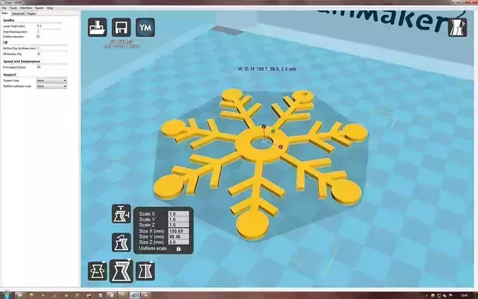 Snowflake on computer screen 3D print model