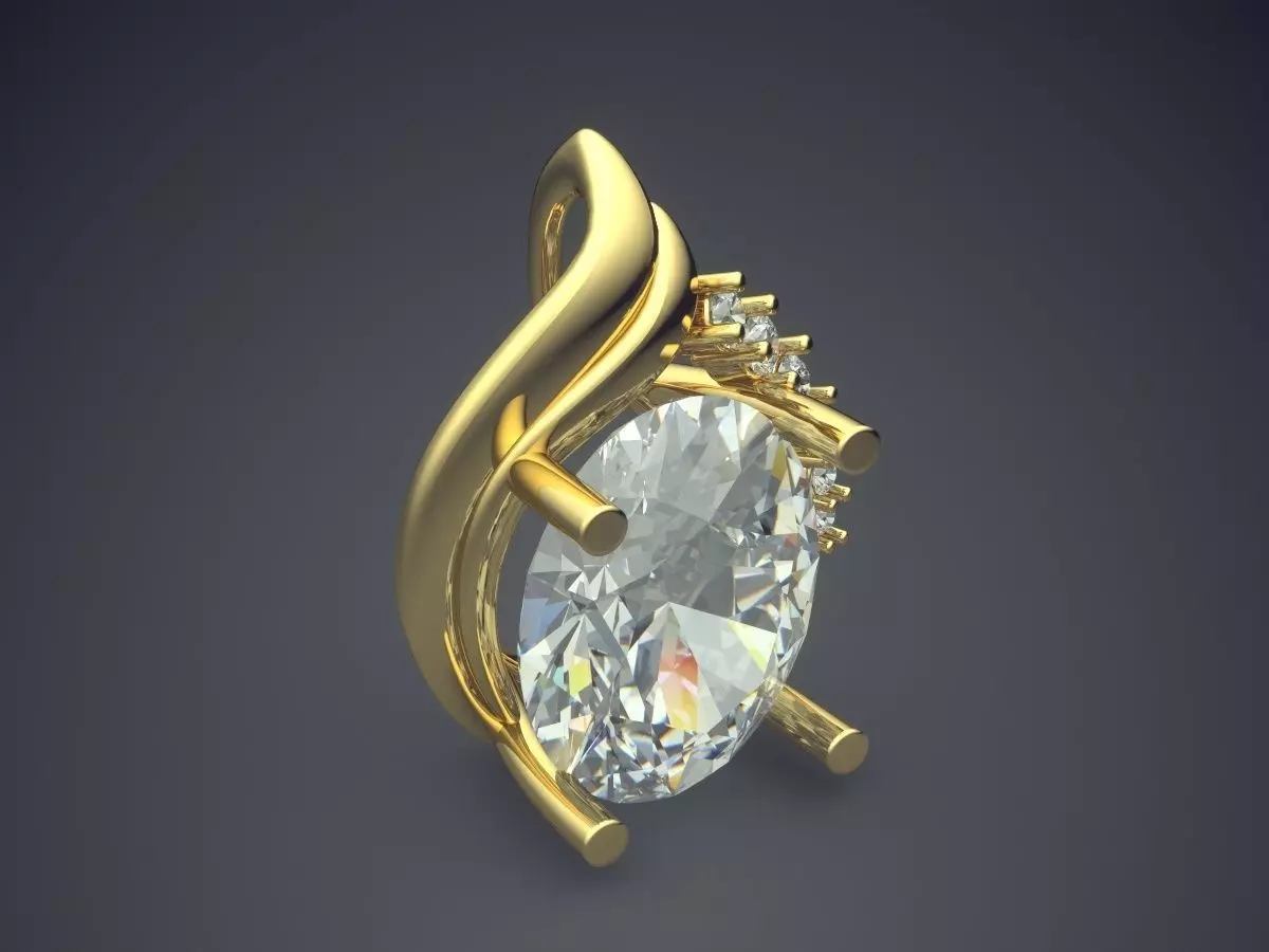 Pendant With Huge Oval Diamond CAD 5482 3D print model_0
