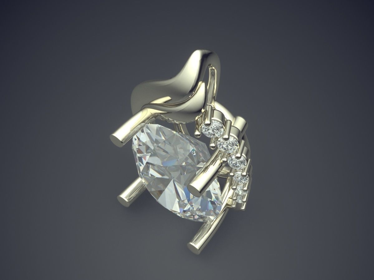 Pendant With Huge Oval Diamond CAD 5482 3D print model_1