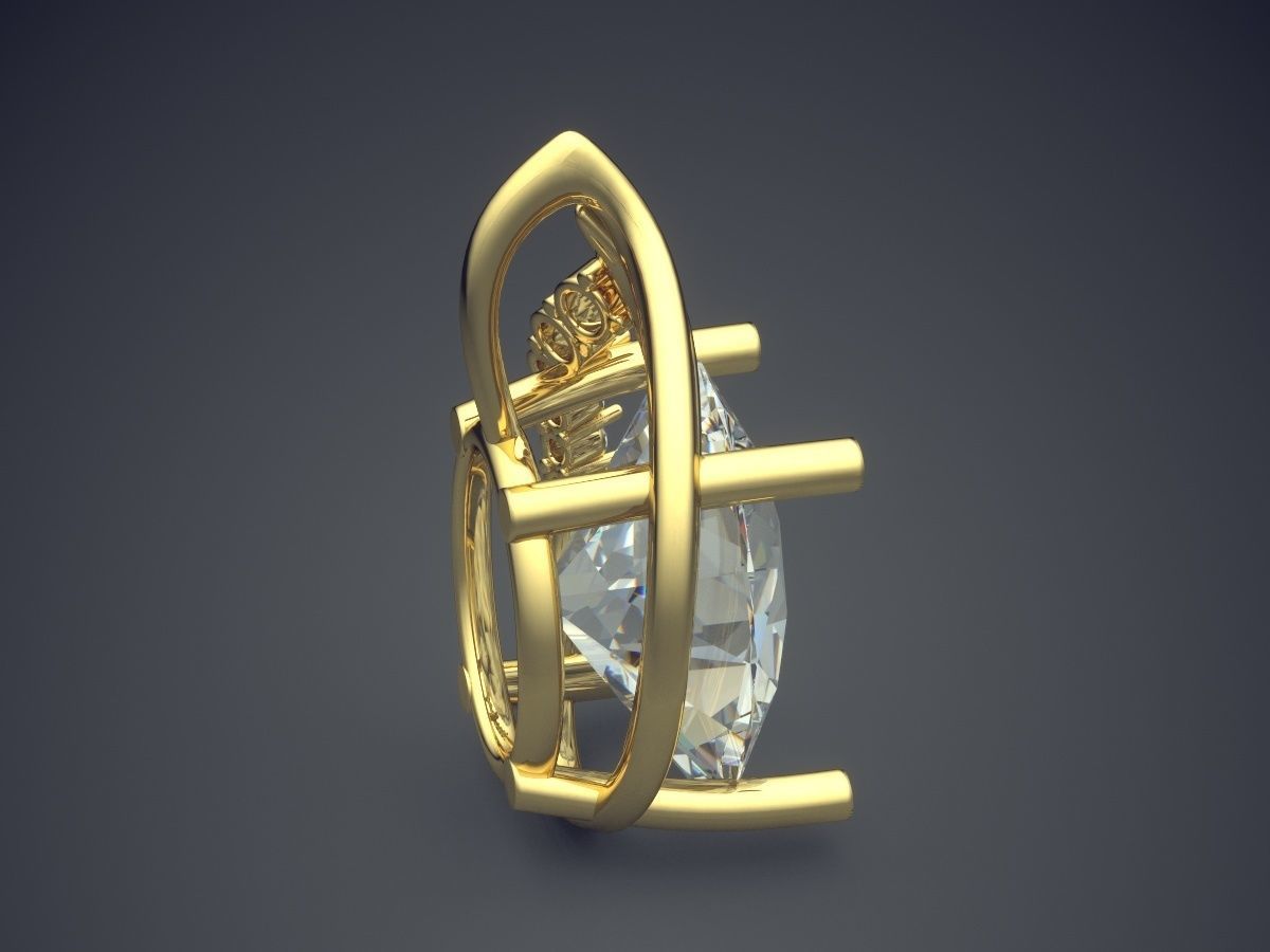 Pendant With Huge Oval Diamond CAD 5482 3D print model_3