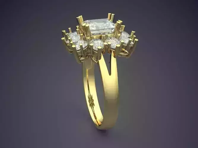 Thin Ring With Diamond Flower On Top CAD 5481