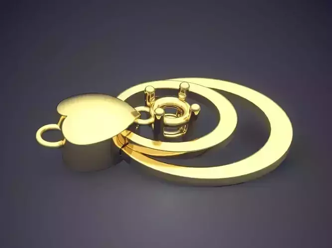 Heart Shaped Earrings With Hanging Circles CAD 5475