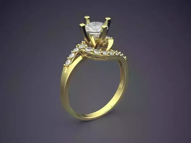 Ring With Spiral Diamonds On Top CAD 5476 3D print model