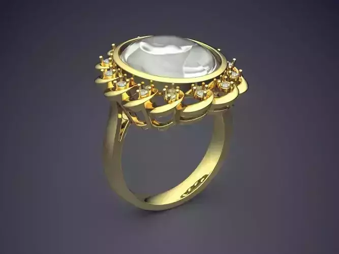 Ring With Huge Oval Diamond CAD 5470 3D print model
