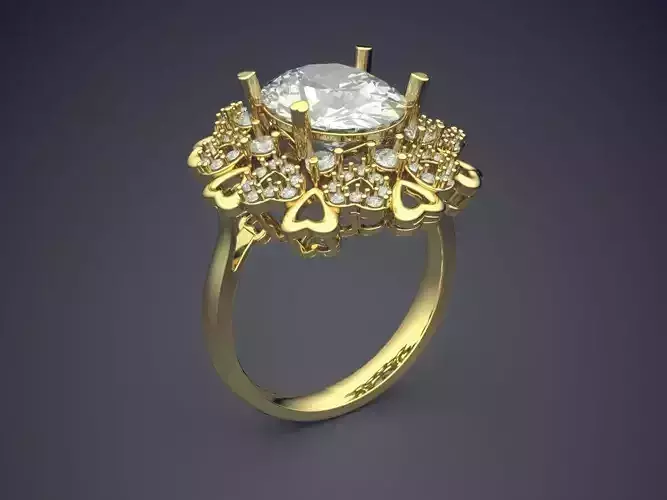 Thin Ring With Ornament Around Diamond CAD 5474 3D print model