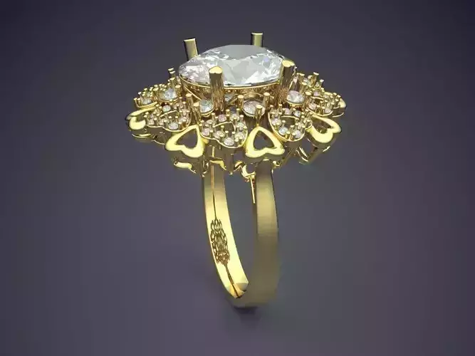 Thin Ring With Ornament Around Diamond CAD 5474