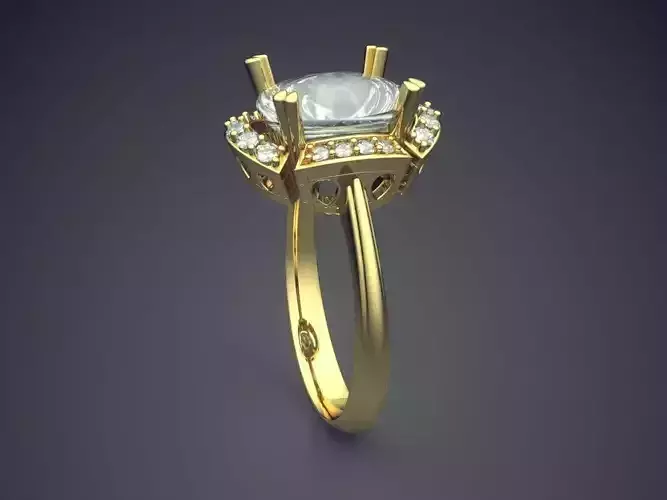 Thin Ring With Big Diamond In The Middle CAD 5467