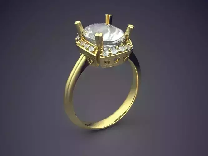 Thin Ring With Big Diamond In The Middle CAD 5467 3D print model