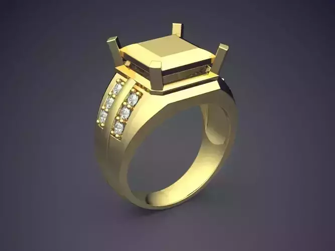 Ring With Big Square Ornament CAD 5465 3D print model
