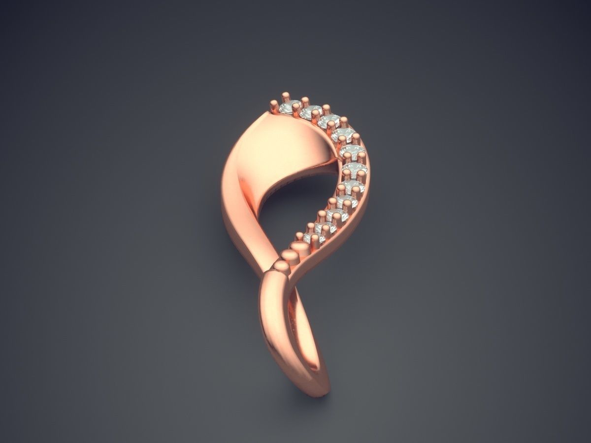 Arrow Shaped Pendant With Diamonds On One Side CAD 5456 3D print model_2