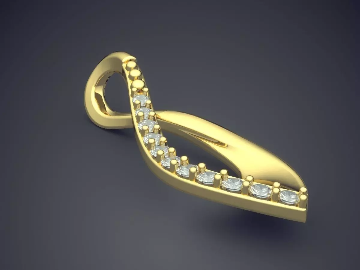 Arrow Shaped Pendant With Diamonds On One Side CAD 5456 3D print model_0