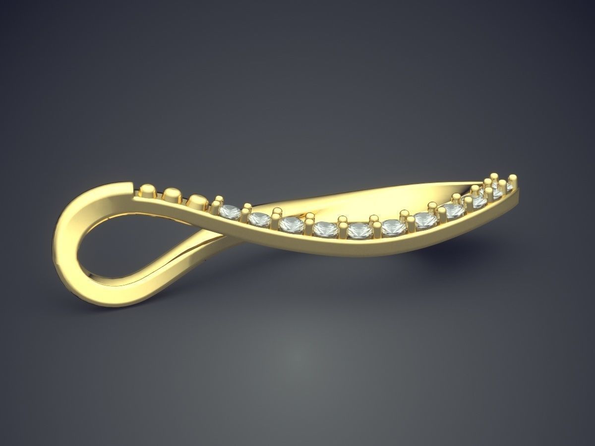 Arrow Shaped Pendant With Diamonds On One Side CAD 5456 3D print model_3