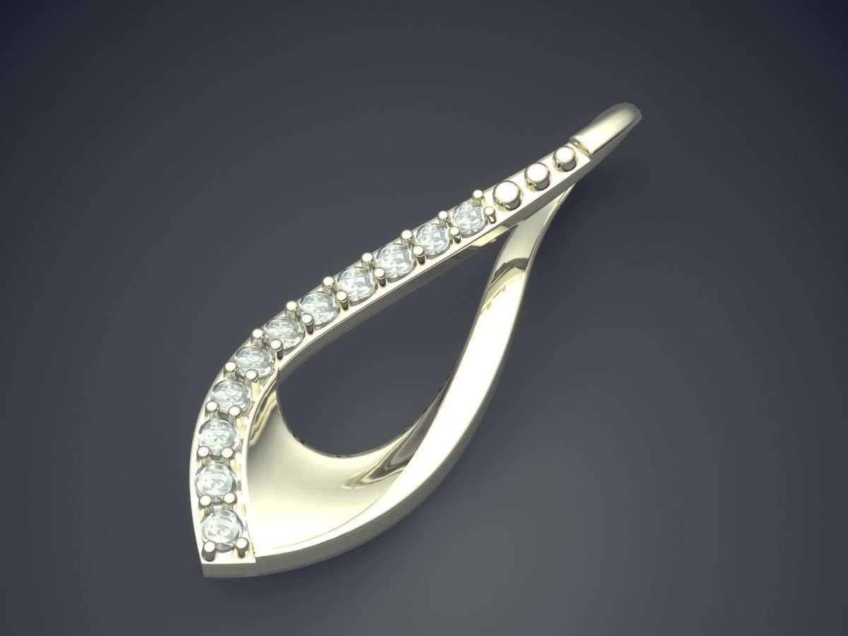Arrow Shaped Pendant With Diamonds On One Side CAD 5456 3D print model_1