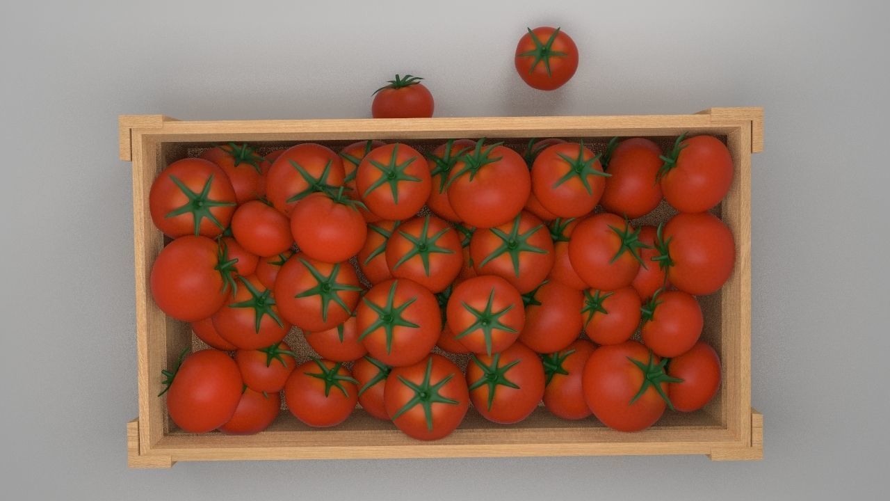 tomato wooden box with tomatoes in it 3D model_1