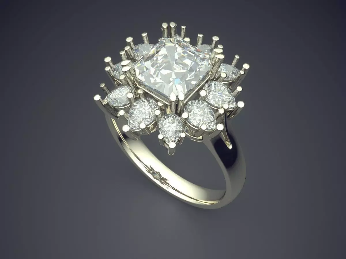 Luxury Thin Ring With A Lot Of Diamonds CAD 5452 3D print model_1
