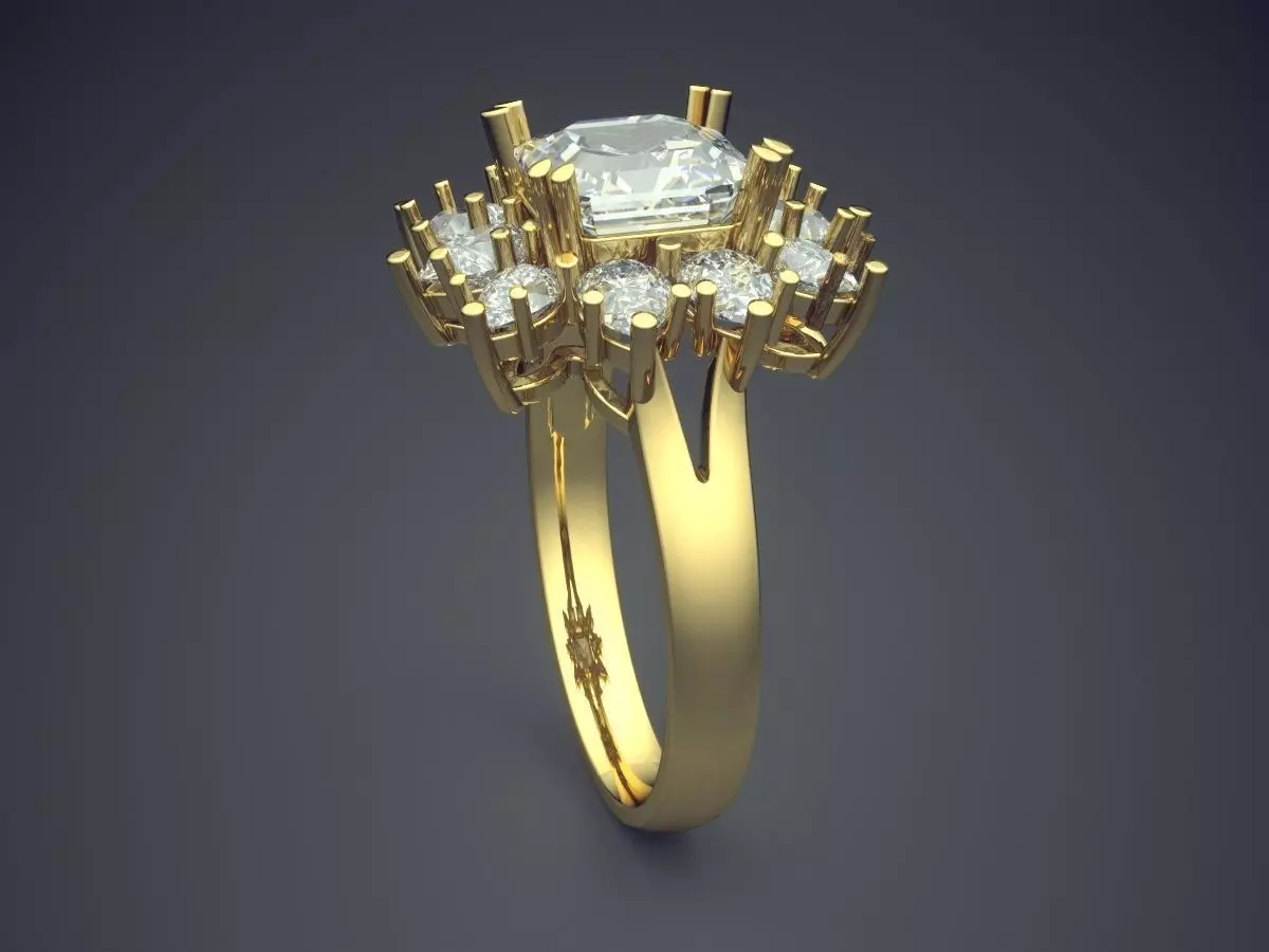 Luxury Thin Ring With A Lot Of Diamonds CAD 5452 3D print model_3