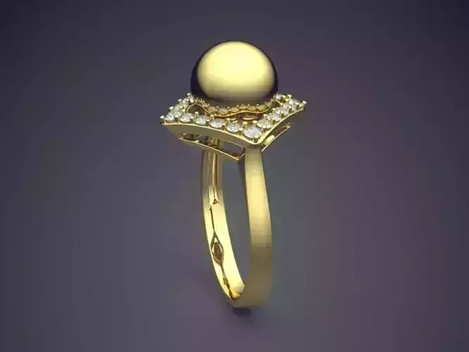 Thin Ring With Sphere On Top CAD 5441