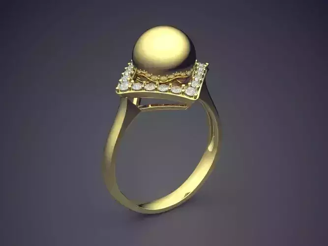 Thin Ring With Sphere On Top CAD 5441