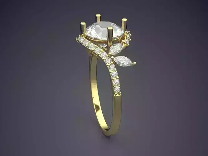 Thin Ring With Big Diamond CAD 5432 
