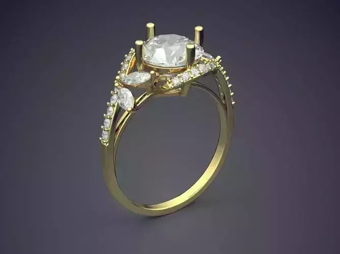 Thin Ring With Big Diamond CAD 5432 