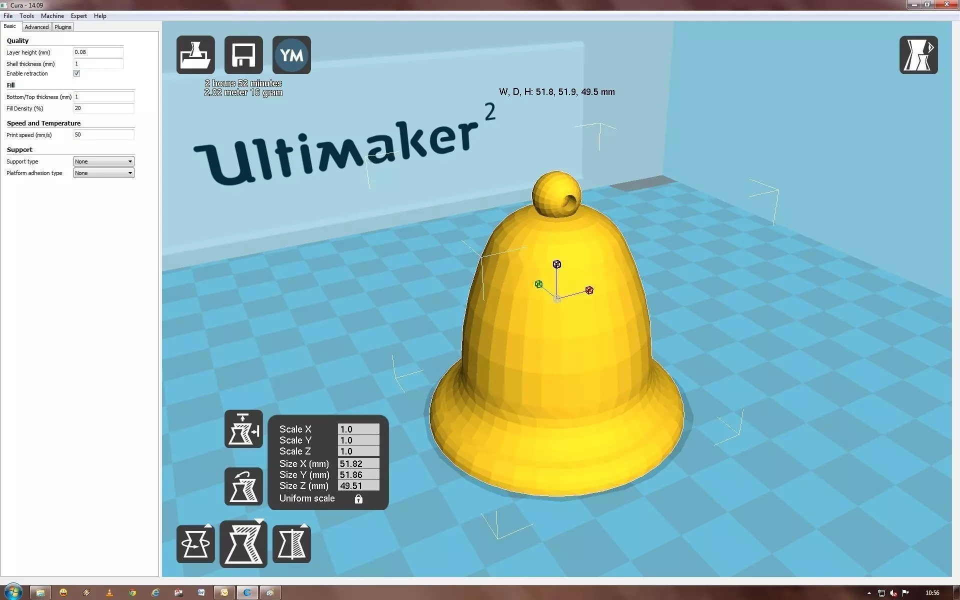 Snowflake bell on computer screen 3D print model_0