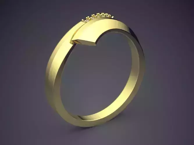 Simple Interesting Ring With Tiny Diamonds CAD 5428