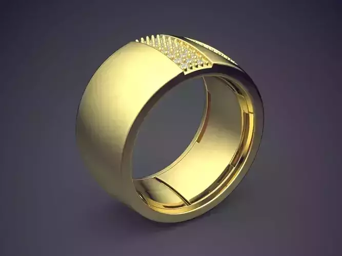 Very Thick Ring With Small Line Of Diamonds CAD 5423