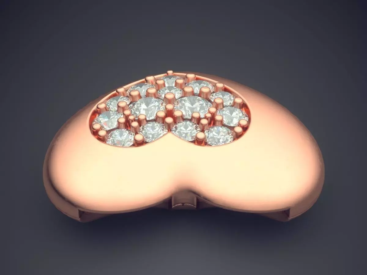 Heart Shaped Jewerly Piece With Small Diamond Heart In The Mi... 3D print model_2