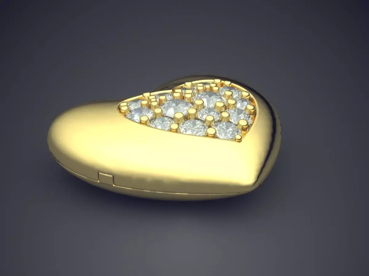 Heart Shaped Jewerly Piece With Small Diamond Heart In The Mi... 3D print model_0
