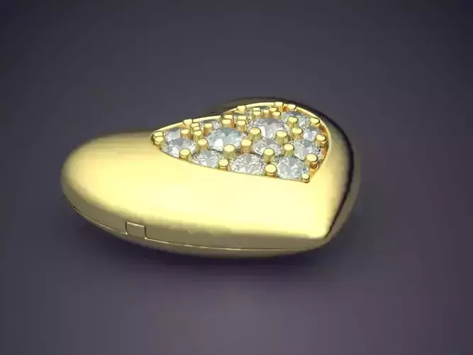 Heart Shaped Jewerly Piece With Small Diamond Heart In The Mi... 3D print model