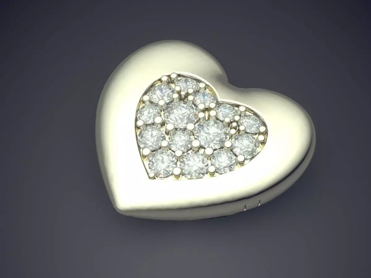 Heart Shaped Jewerly Piece With Small Diamond Heart In The Mi... 3D print model_1