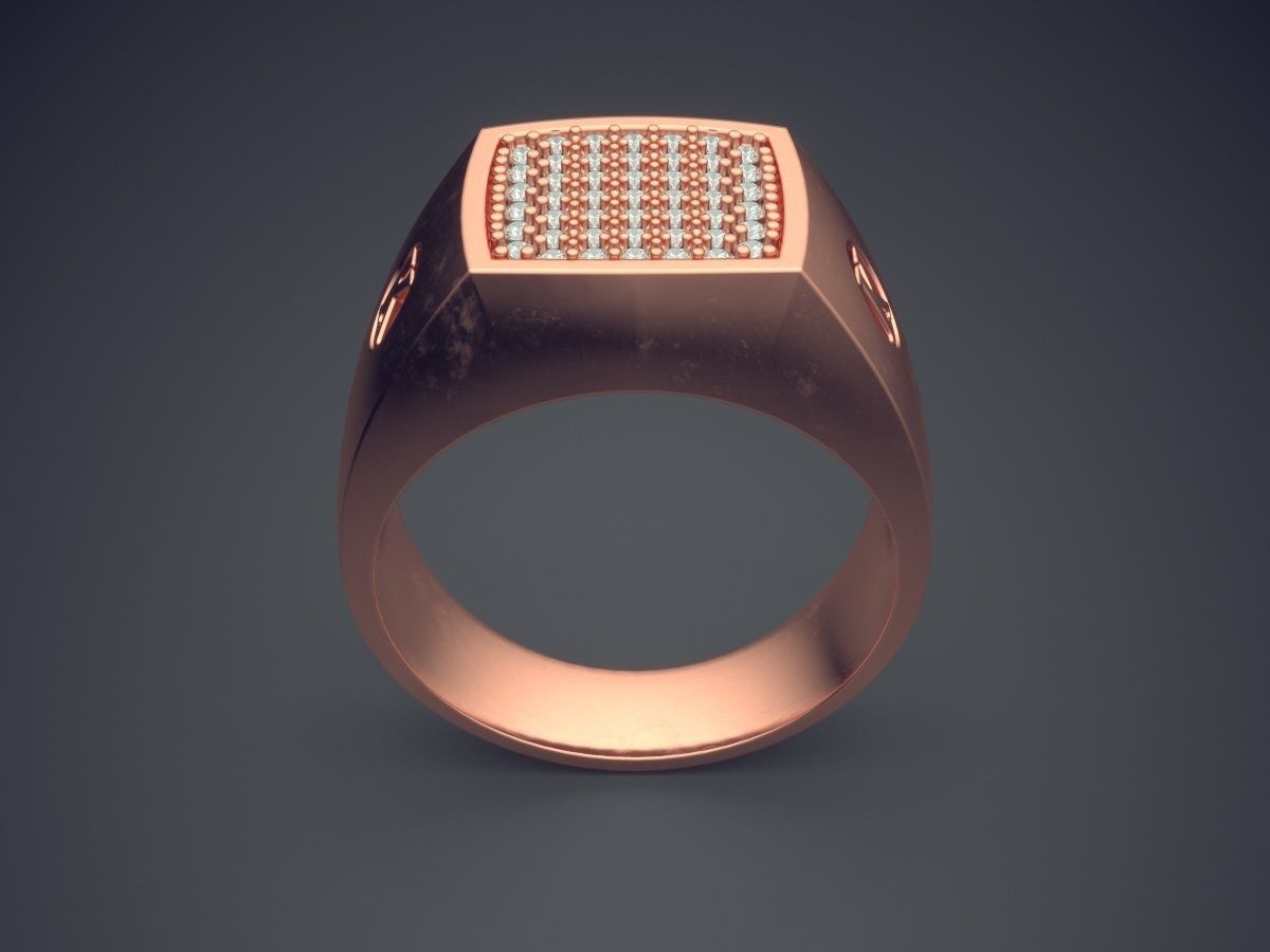 Thick Ring With Square Filled With Tiny Diamonds CAD 5419 3D print model_2
