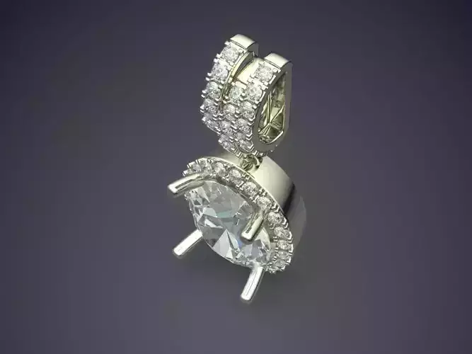 Luxury Pendant With Big Diamond And Smaller Ones On The Sides CAD 5414