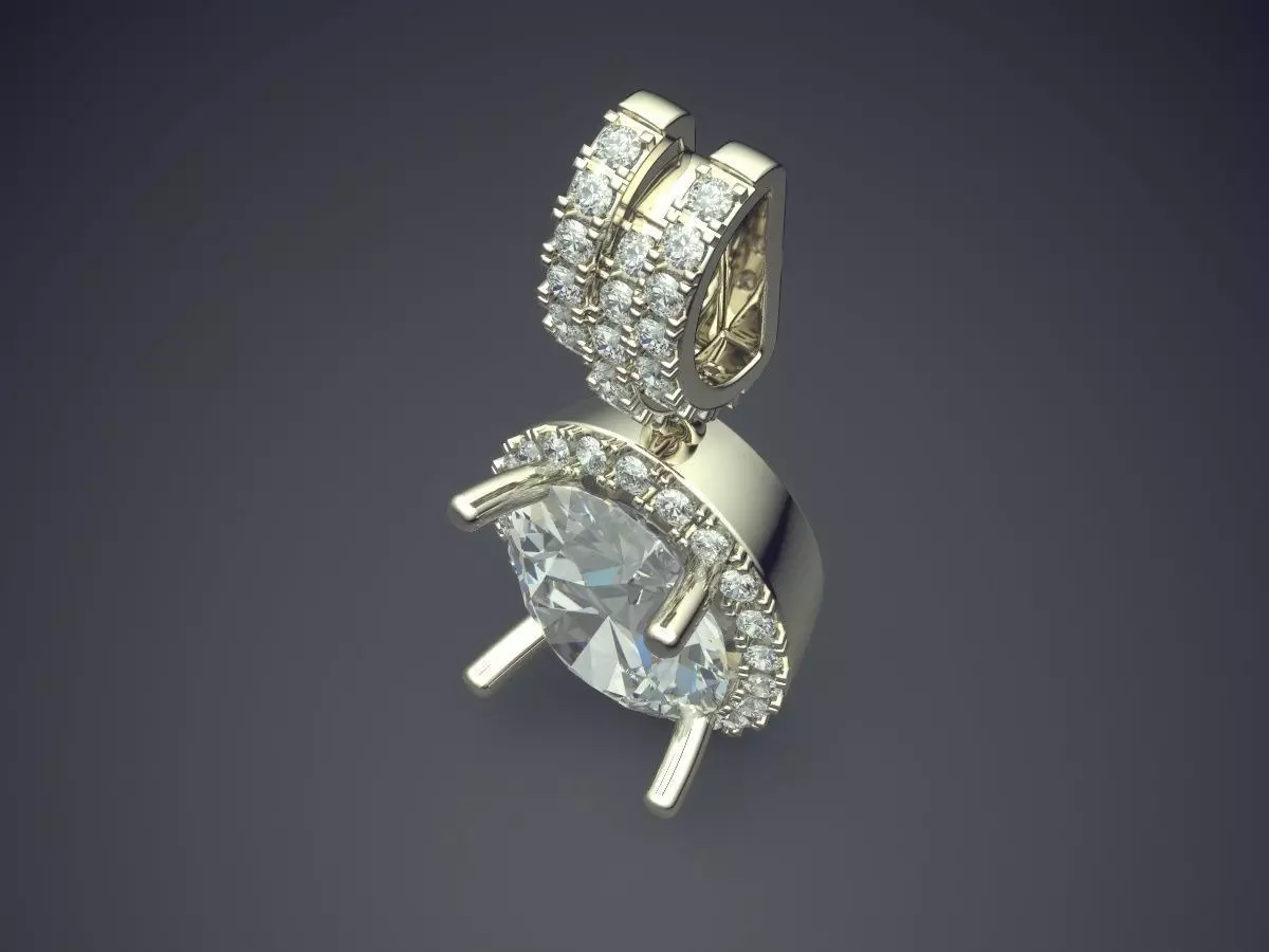 Luxury Pendant With Big Diamond And Smaller Ones On The Sides... 3D print model_1